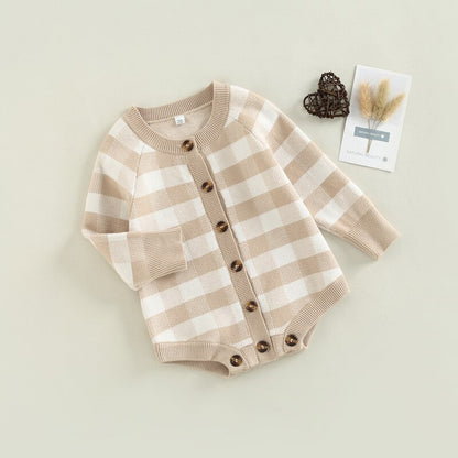 Baby plaid bodysuit with buttons