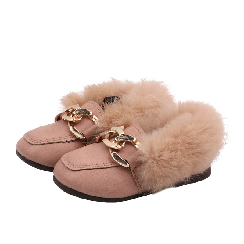 Children's loafers with fur