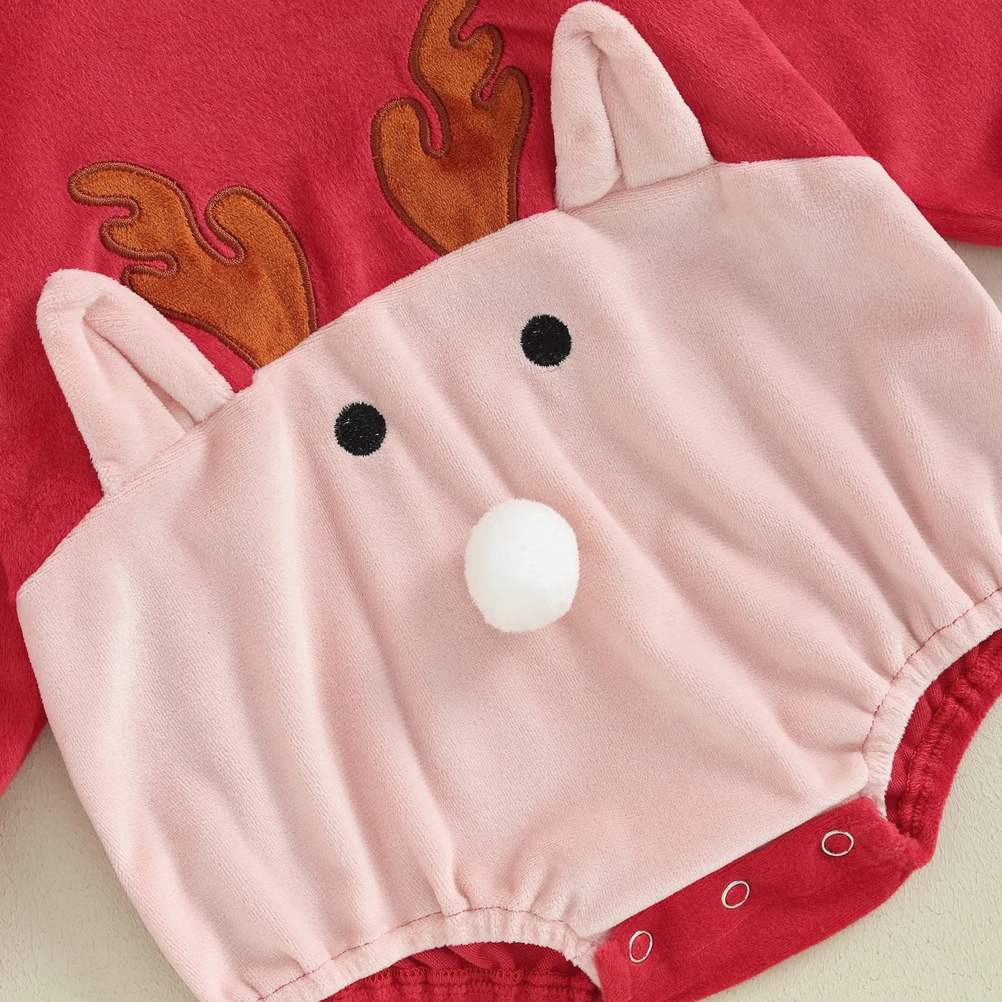 Reindeer baby bodysuit with hood