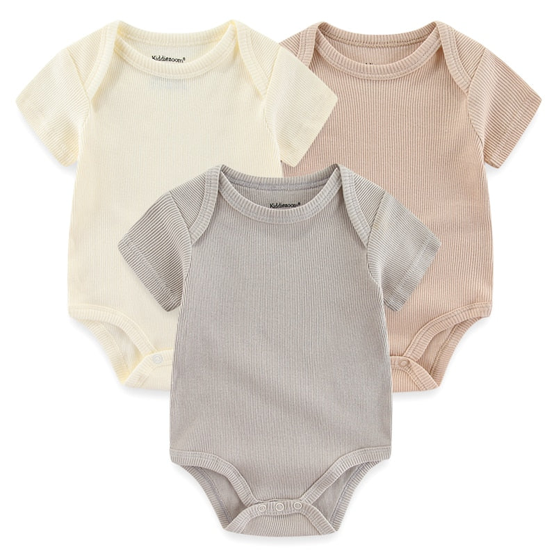 Kit 3 Basic Colored Baby Bodysuits