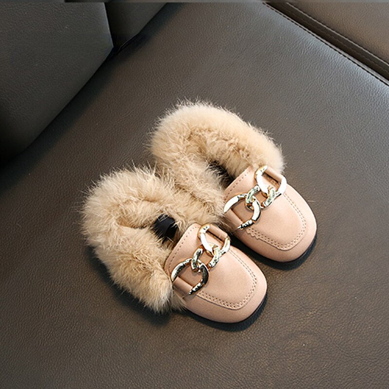 Children's loafers with fur