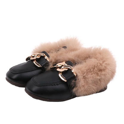 Children's loafers with fur