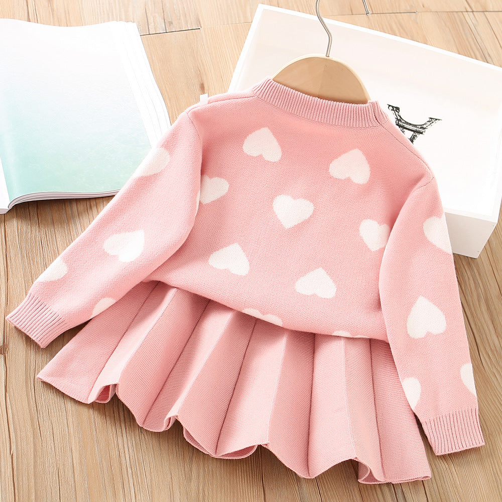 Children's set hearts Skirt + cold blouse