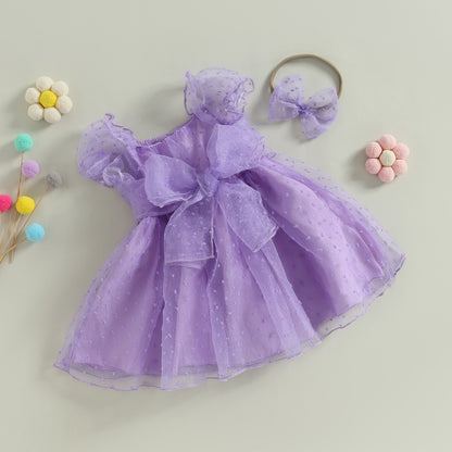 Delicate children's dress with tulle + headband