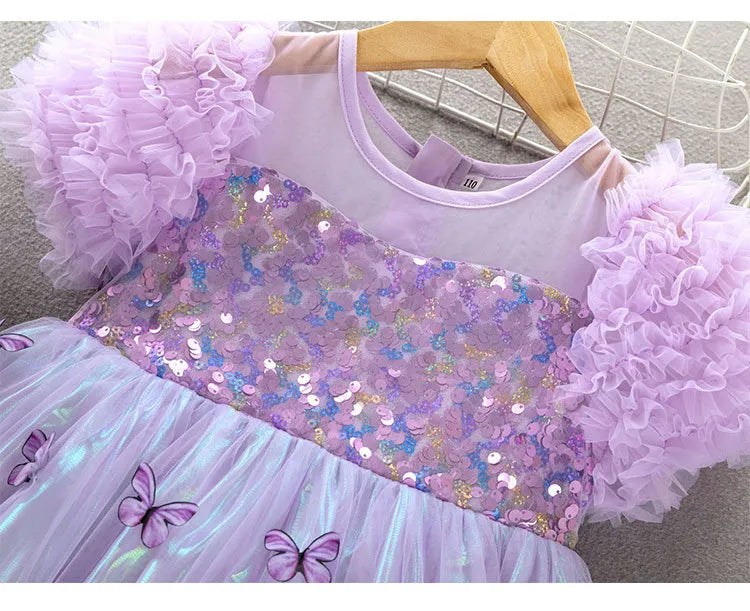 Purple glitter dress with butterflies