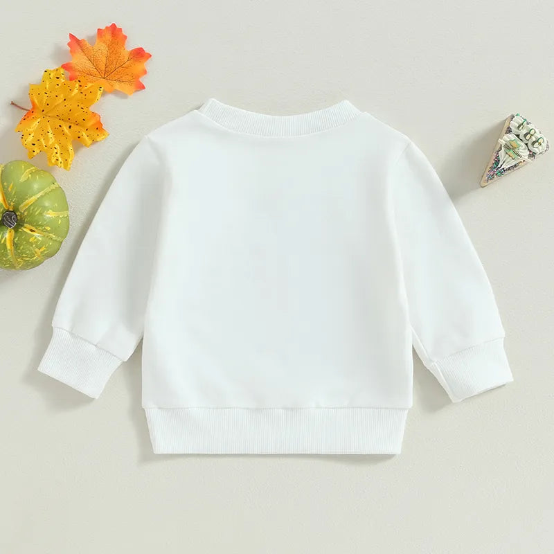 Long Sleeve Crew Neck Letters Pie Print Sweatshirt Halloween