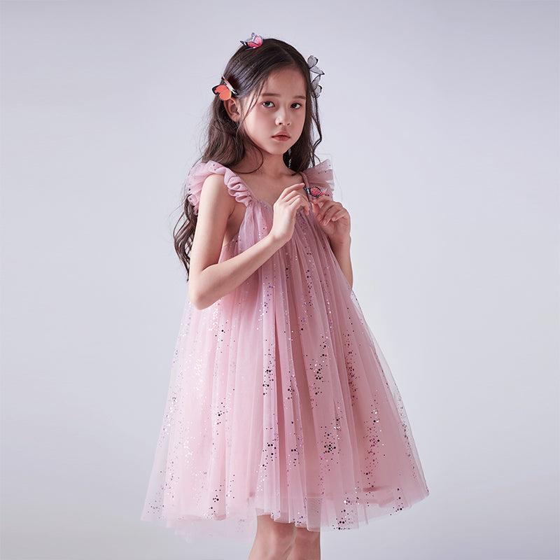 Children's dress in delicate tulle with glitter