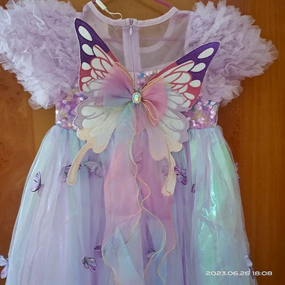 Purple glitter dress with butterflies