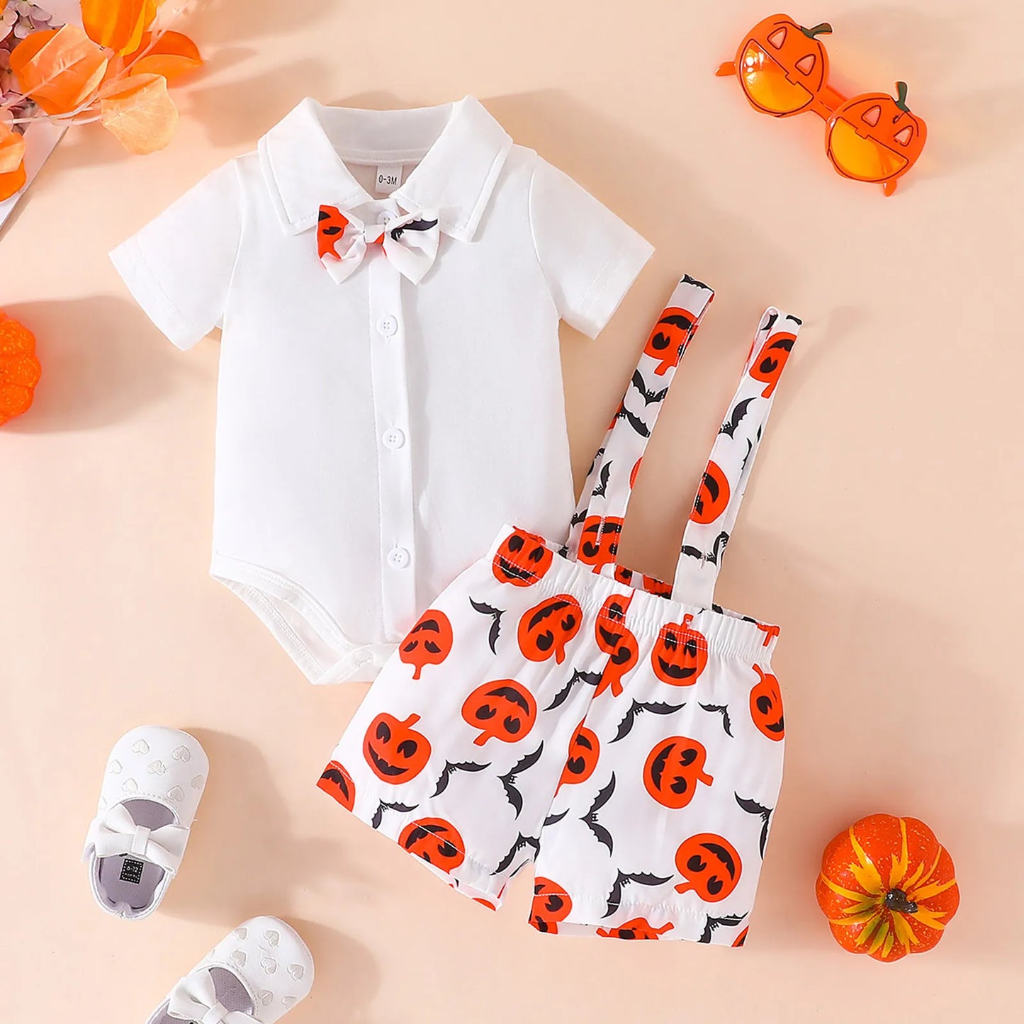 Children's pumpkin set with bow tie