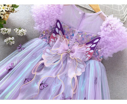 Purple glitter dress with butterflies