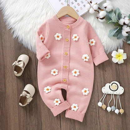 Children's Flower Knitting Jumpsuit