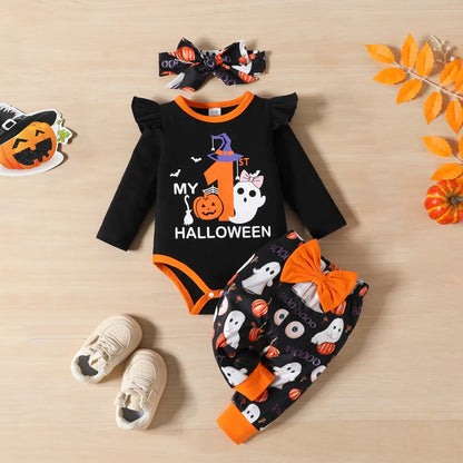 Halloween Set Cotton Long Sleeve Pumpkin Ghost