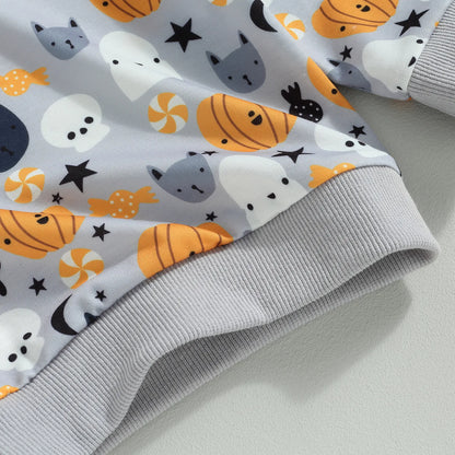 Sweatshirts Halloween Clothes Pumpkin Print Long Sleeve