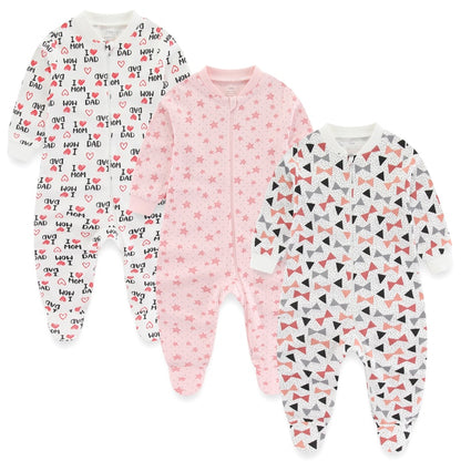 Kit 3 Printed Baby Girl Jumpsuit