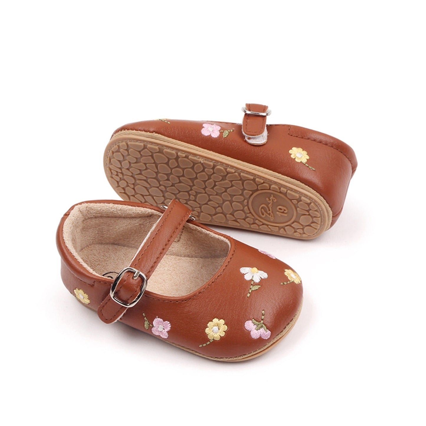 Children's embroidered flower sandals