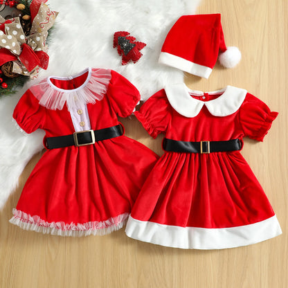 Children's Mama Claus dress with black belt