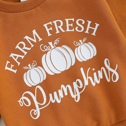 Sweatshirt, Long Sleeve Pumpkin Print