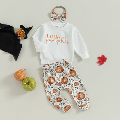 Children's Set with Pumpkin Pants and Headband