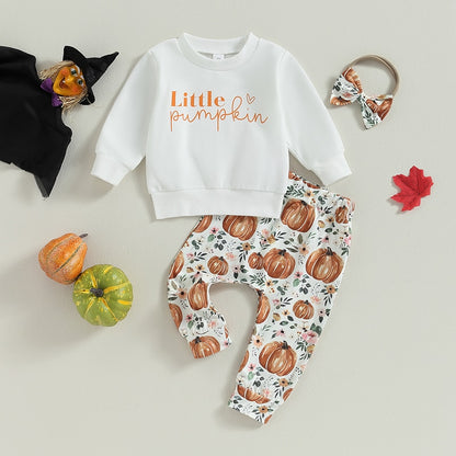 Children's Set with Pumpkin Pants and Headband