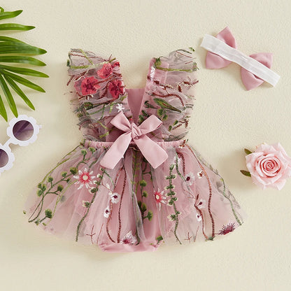 Floral Embroidered Girls' Infant Dress