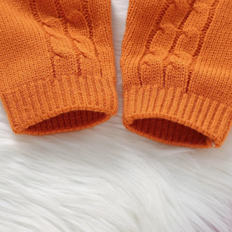 Halloween  Winter Orange Pumpkin Knit Jumpsuits