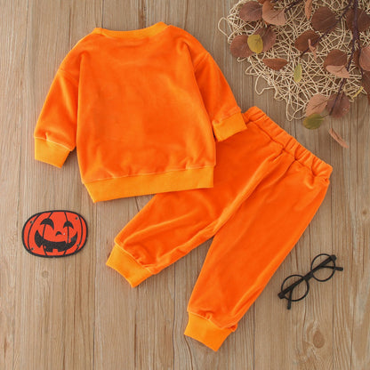 Halloween  Costumes Toddler Sets Cute Pumpkin Long Sleeve Tops Pants