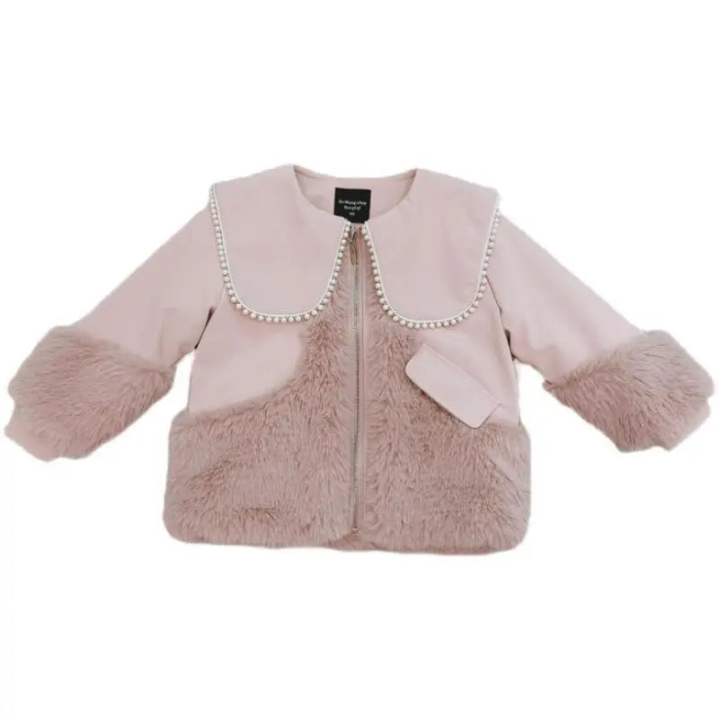 Children's coat with leather details