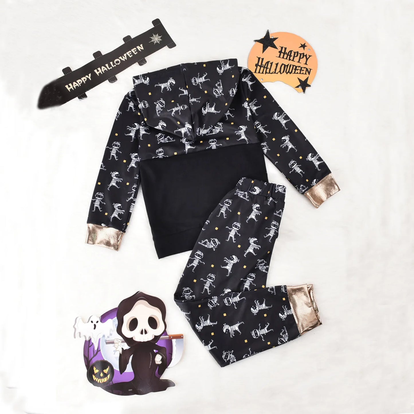 Children's Set with Hood Prints Halloween