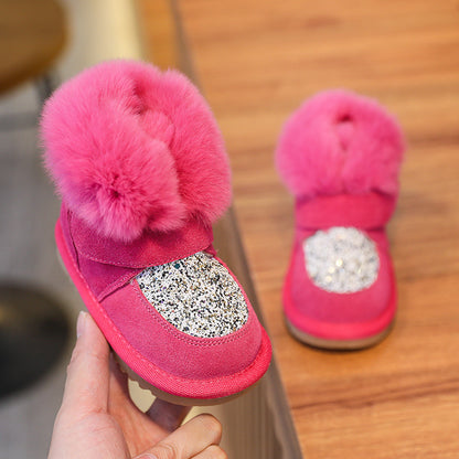 Warm children's boot with glitter