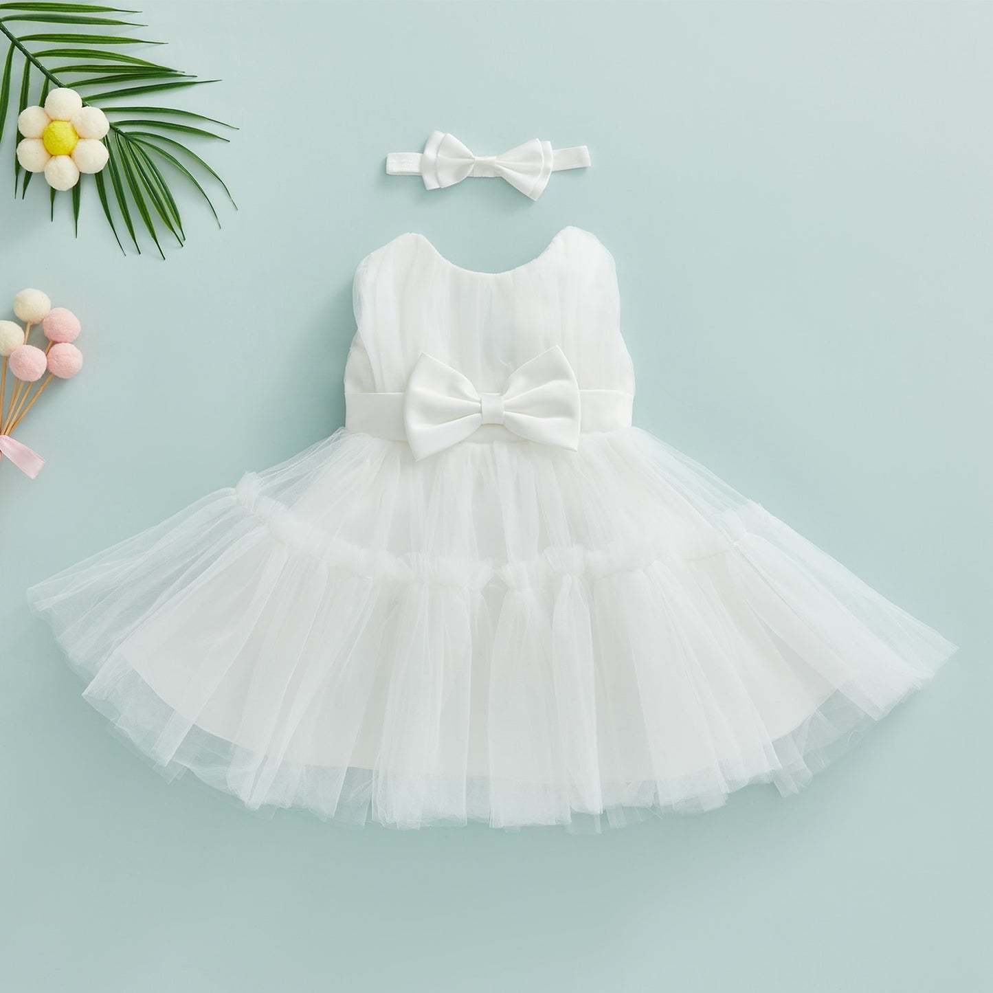 Children's dress with lace tulle + headband