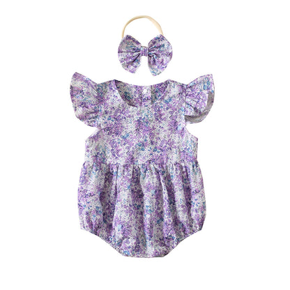 Baby Bodysuit with flowers + headband