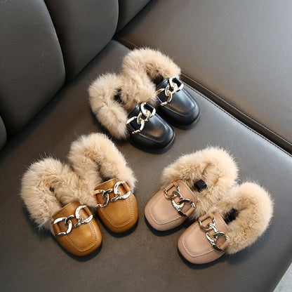 Children's loafers with fur