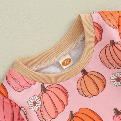 Pumpkin Print Crew Sweatshirts