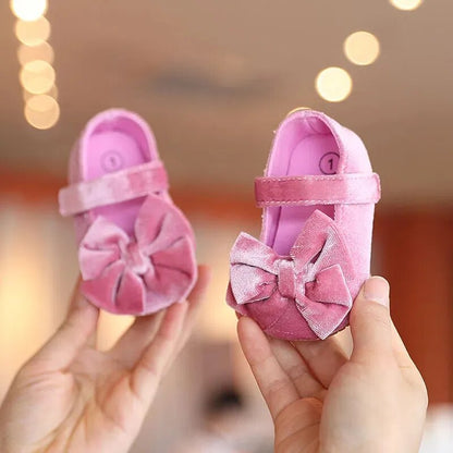 Women's Velvet Bow Children's Shoes