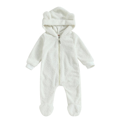 Children's hooded jumpsuit with bear ear