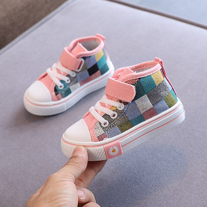 Children's colorful plaid sneakers