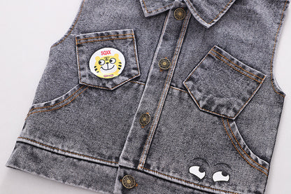 Children's set 3 pieces denim vest