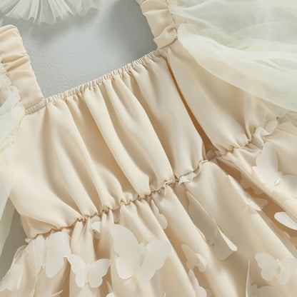 Children's beige butterfly dress + Headband