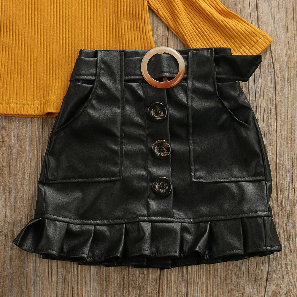 Children's set with skirt and yellow blouse