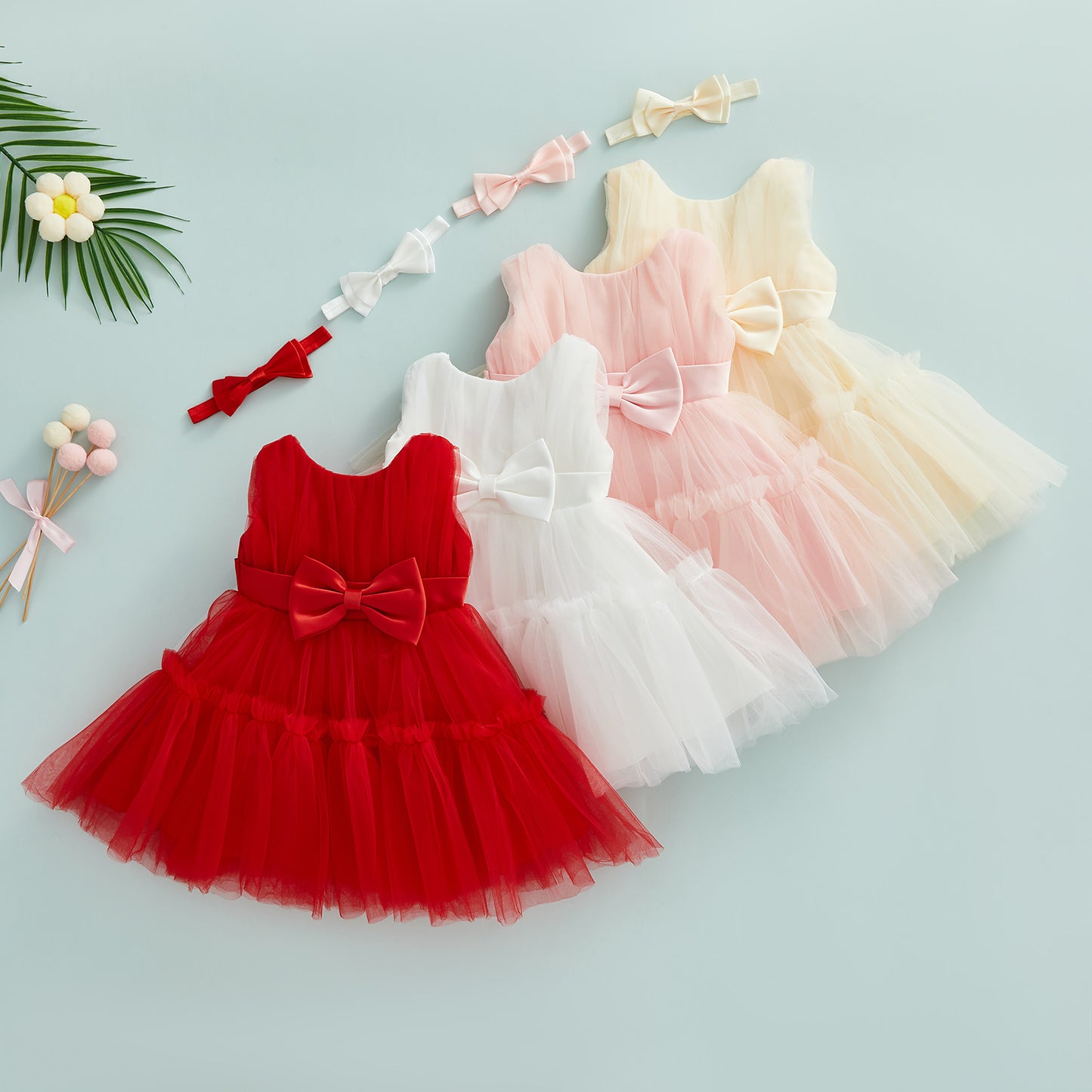 Children's dress with lace tulle + headband