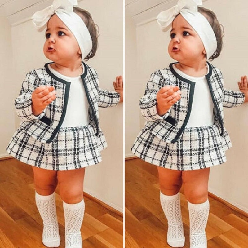 Children's black and white plaid set