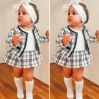 Children's black and white plaid set