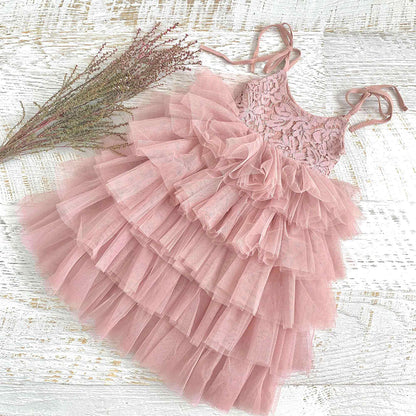 Children's Dress With Tulle Tiered Skirt