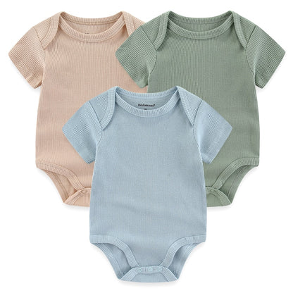 Kit 3 Basic Colored Baby Bodysuits