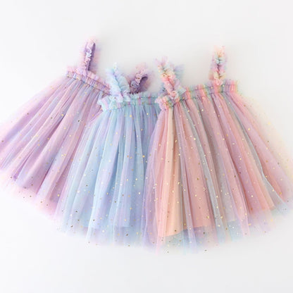 Delicate children's dress with tulle and little stars