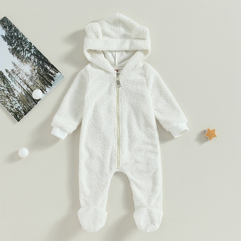 Children's hooded jumpsuit with bear ear