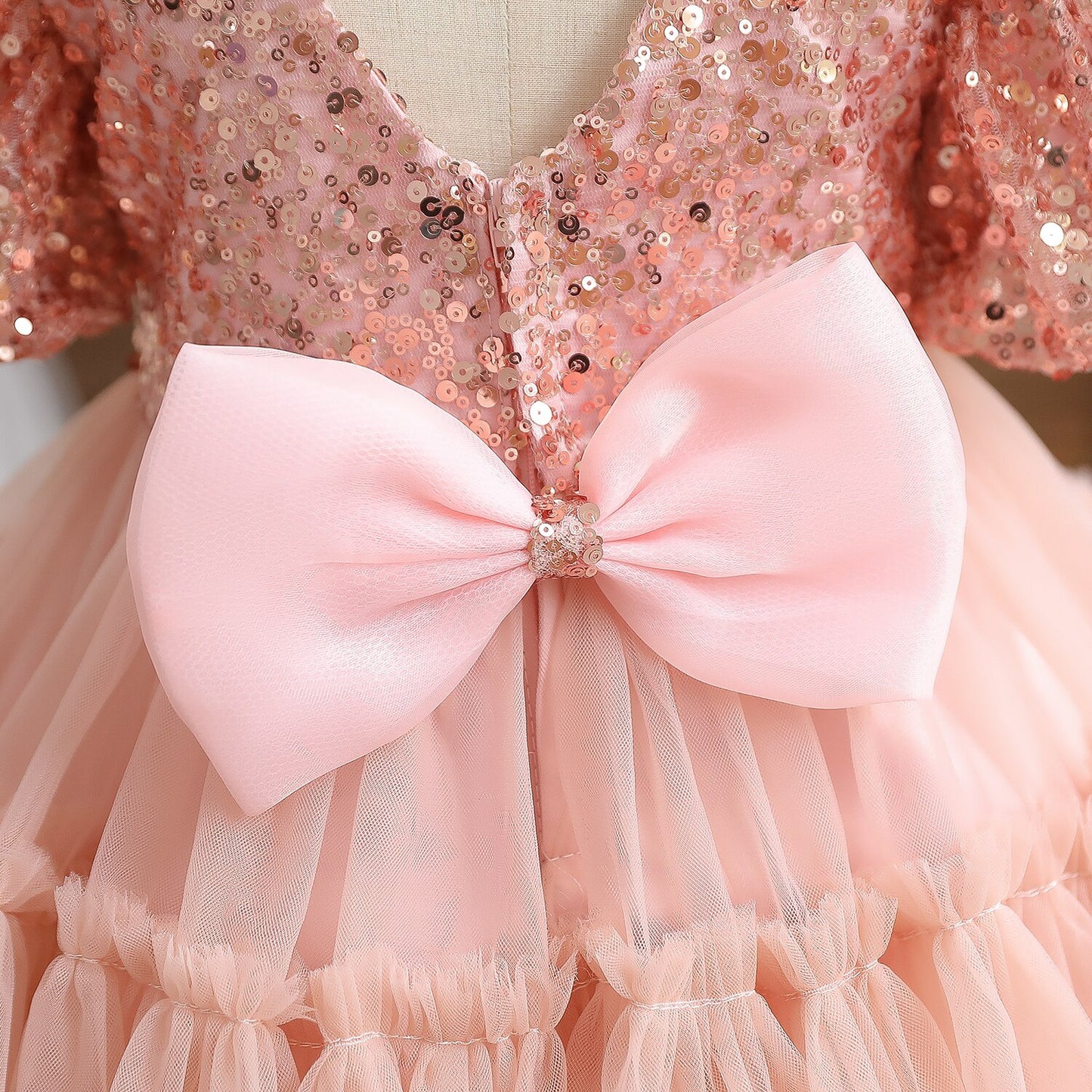 Pink prom dress with sequins