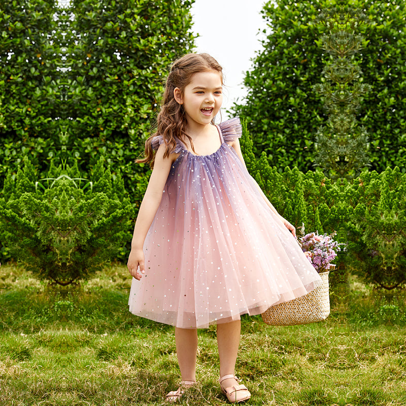 Children's dress in delicate tulle with glitter