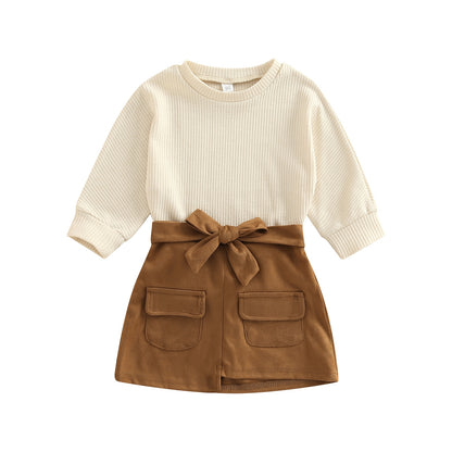 Children's set with brown skirt