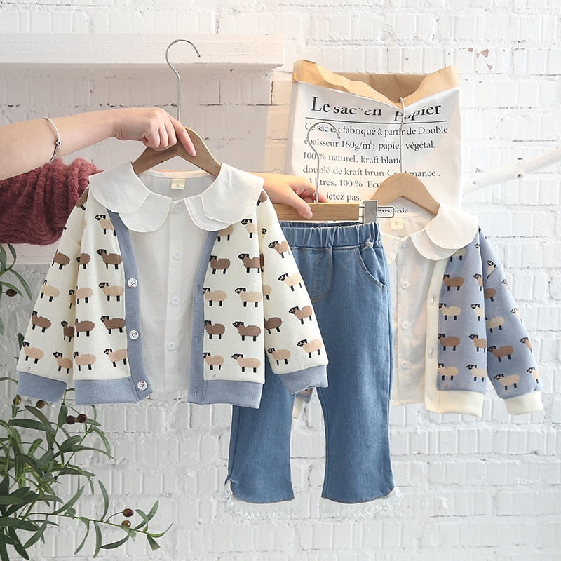 Kids 3-piece shirt set with collar